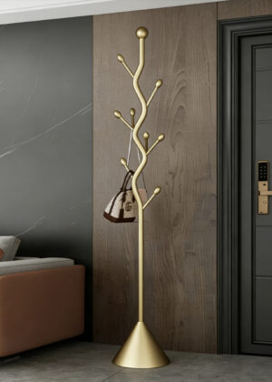 Tree-shaped coat rack stand,Metal coat tree with 8 Hooks and sturdy cast iron base,Heavy Duty coat rack freestanding coat hanger stand for Clothes Hats Scarfs Purses (gold)