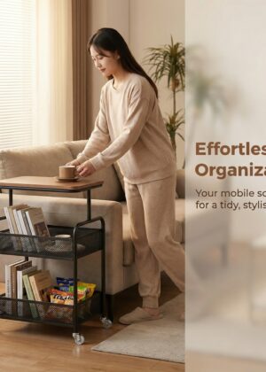 3 Tier Metal Rolling Utility Cart Organizer with  Table Top, Stable and Sturdy Rolling Storage Carts with 2 Lockable Wheels for Kitchen，Bathroom，Snacks，Coffee，Craft，Makeup，Baby Essentials