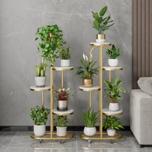 Tiered Plant Stand, 5 Tier Plant Stand Indoor, Plant Rack for Patio Gardens Bedroom Corner Iiving Room Balcony,  Gold