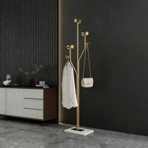 Heavy Duty Coat Rack Tree-shaped Metal Freestanding Coat Tree with Sturdy Marble Base Corner Coat Rack for Bedroom Entryway Hallway 14.96 x 10.24 x 68.9 Inches (Gold)