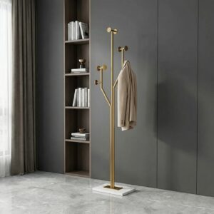 Heavy Duty Coat Rack Tree-shaped Metal Freestanding Coat Tree with Sturdy Marble Base Corner Coat Rack for Bedroom Entryway Hallway 14.96 x 10.24 x 68.9 Inches (Gold)