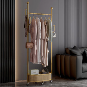 Multifunctional coat rack with storage basket 360° movable rotation｜Bedroom and living room storage artifact｜Hanging clothes/hats/bags/scarves｜Space-saving and stylish home｜Home essential