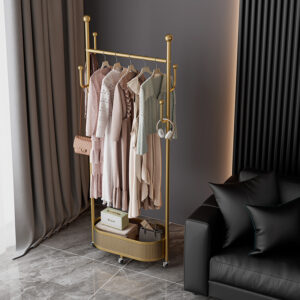 Multifunctional coat rack with storage basket 360° movable rotation｜Bedroom and living room storage artifact｜Hanging clothes/hats/bags/scarves｜Space-saving and stylish home｜Home essential
