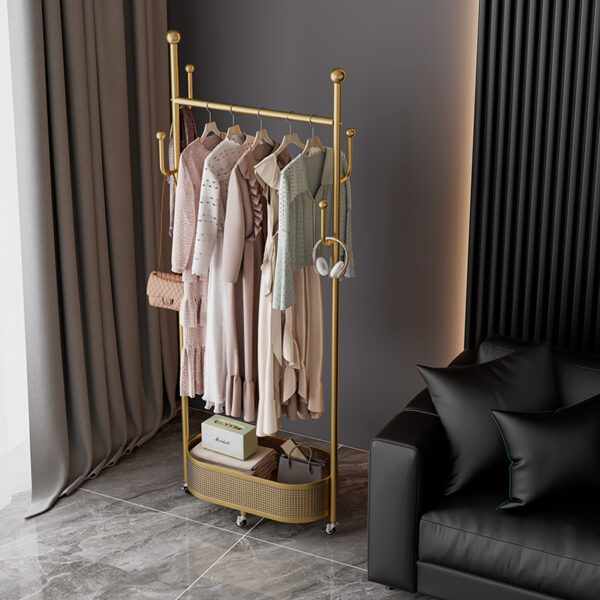 Multifunctional coat rack with storage basket 360° movable rotation｜Bedroom and living room storage artifact｜Hanging clothes/hats/bags/scarves｜Space-saving and stylish home｜Home essential