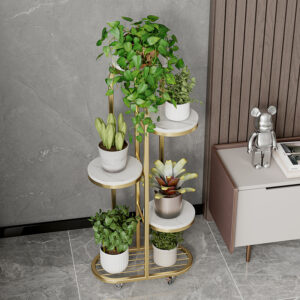 Tiered Plant Stand, 5 Tier Plant Stand Indoor, Plant Rack for Patio Gardens Bedroom Corner Iiving Room Balcony,  Gold