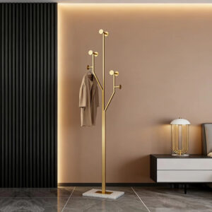 Heavy Duty Coat Rack Tree-shaped Metal Freestanding Coat Tree with Sturdy Marble Base Corner Coat Rack for Bedroom Entryway Hallway 14.96 x 10.24 x 68.9 Inches (Gold)