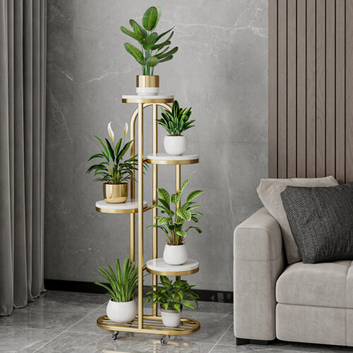 Tiered Plant Stand, 5 Tier Plant Stand Indoor, Plant Rack for Patio Gardens Bedroom Corner Iiving Room Balcony,  Gold