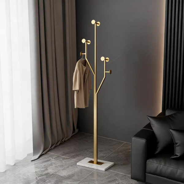 Heavy Duty Coat Rack Tree-shaped Metal Freestanding Coat Tree with Sturdy Marble Base Corner Coat Rack for Bedroom Entryway Hallway 14.96 x 10.24 x 68.9 Inches (Gold)
