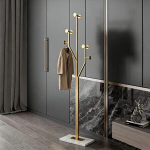 Heavy Duty Coat Rack Tree-shaped Metal Freestanding Coat Tree with Sturdy Marble Base Corner Coat Rack for Bedroom Entryway Hallway 14.96 x 10.24 x 68.9 Inches (Gold)