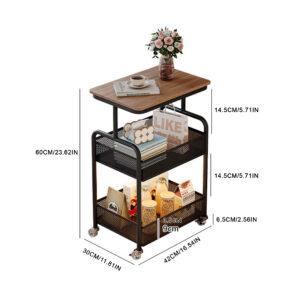 3 Tier Metal Rolling Utility Cart Organizer with  Table Top, Stable and Sturdy Rolling Storage Carts with 2 Lockable Wheels for Kitchen，Bathroom，Snacks，Coffee，Craft，Makeup，Baby Essentials